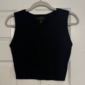 House of Harlow 1960 Black Ribbed Cropped Tank